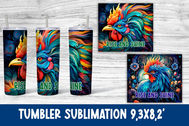 Crazy rooster tumbler sublimation design wrap | Farm tumbler Sublimation Svetana Studio 
