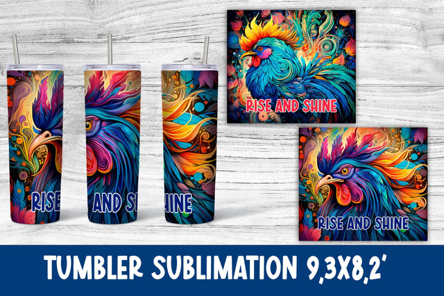 Crazy rooster tumbler sublimation design wrap Sublimation Svetana Studio 