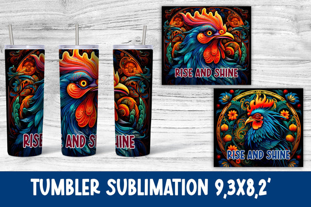 Crazy rooster tumbler sublimation wrap | Farm tumbler PNG SVG Svetana Studio 