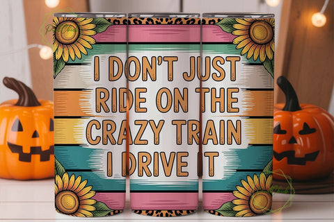 Crazy Train Sunflower 20oz Tumbler Wrap Sublimation PixelChick 