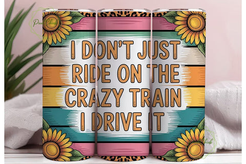 Crazy Train Sunflower 20oz Tumbler Wrap Sublimation PixelChick 