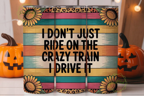Crazy Train Sunflower 20oz Tumbler Wrap Sublimation PixelChick 