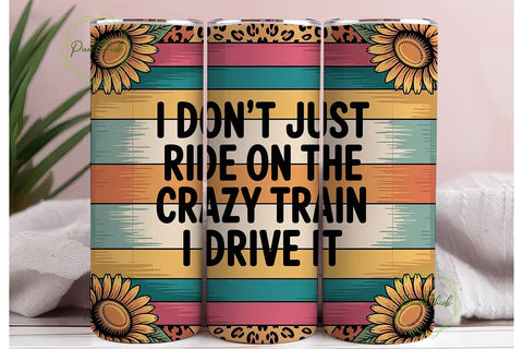 Crazy Train Sunflower 20oz Tumbler Wrap Sublimation PixelChick 