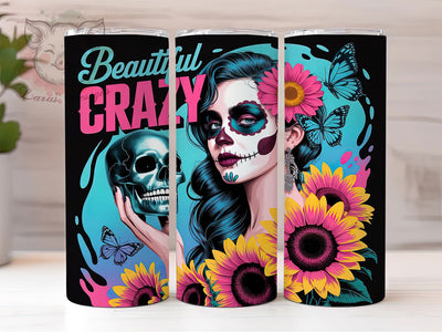 Crazy Turquoise Gothic Skull 20oz Tumbler, Turquoise Hair, Skull Design, Edgy Theme, Feminine Gothic, 20oz Tumbler Wrap, Sublimation PNG Sublimation Lara' s Designs 