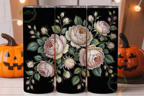 Creamy White Roses 20oz Tumbler Wrap Sublimation PixelChick 