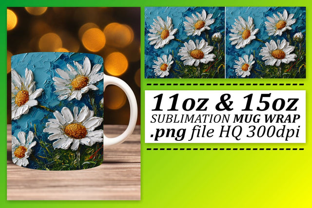 Create a Coffee Masterpiece with this Sublimation Mug Wrap - Flower Oil Paint Theme Sublimation afrosvg 