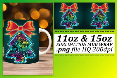 create memorable drinks! , Sublimation-ready mug wraps, Neon Xmas Sublimation afrosvg 