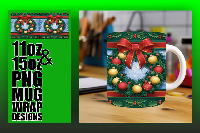 Create memorable gifts, vibrant PNG wraps for mugs! , 3D Xmas Sublimation HoodArtCraft 