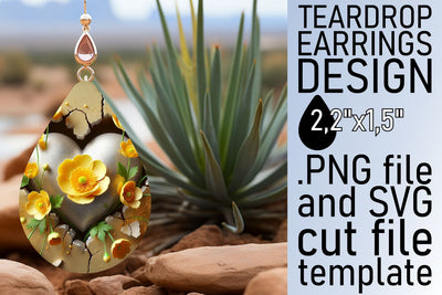 Create unique earrings, high-quality PNG design! , 3D Heart Sublimation afrosvg 