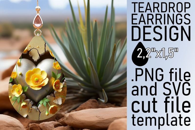 Create unique earrings, high-quality PNG design! , 3D Heart Sublimation afrosvg 