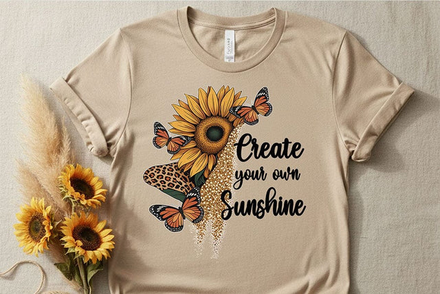 Create Your Own Sunshine Png, Sunflower Quote Png, Butterfly Floral Png, Boho Sunshine Png, Positive Quote Design, Sublimation Png Download SVG TiffsCraftyCreations 