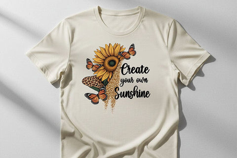 Create Your Own Sunshine Png, Sunflower Quote Png, Butterfly Floral Png, Boho Sunshine Png, Positive Quote Design, Sublimation Png Download SVG TiffsCraftyCreations 