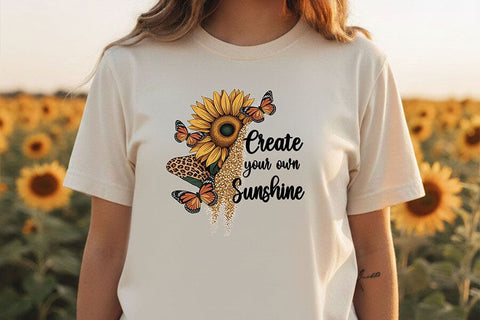 Create Your Own Sunshine Png, Sunflower Quote Png, Butterfly Floral Png, Boho Sunshine Png, Positive Quote Design, Sublimation Png Download SVG TiffsCraftyCreations 