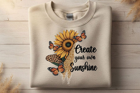Create Your Own Sunshine Png, Sunflower Quote Png, Butterfly Floral Png, Boho Sunshine Png, Positive Quote Design, Sublimation Png Download SVG TiffsCraftyCreations 