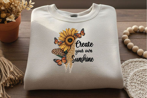 Create Your Own Sunshine Png, Sunflower Quote Png, Butterfly Floral Png, Boho Sunshine Png, Positive Quote Design, Sublimation Png Download SVG TiffsCraftyCreations 