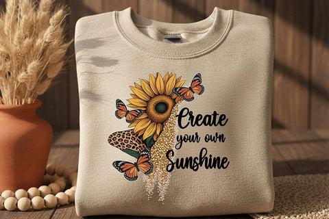 Create Your Own Sunshine Png, Sunflower Quote Png, Butterfly Floral Png, Boho Sunshine Png, Positive Quote Design, Sublimation Png Download SVG TiffsCraftyCreations 