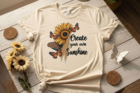 Create Your Own Sunshine Png, Sunflower Quote Png, Butterfly Floral Png, Boho Sunshine Png, Positive Quote Design, Sublimation Png Download SVG TiffsCraftyCreations 