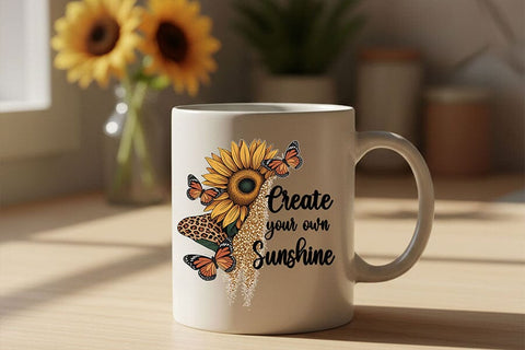 Create Your Own Sunshine Png, Sunflower Quote Png, Butterfly Floral Png, Boho Sunshine Png, Positive Quote Design, Sublimation Png Download SVG TiffsCraftyCreations 