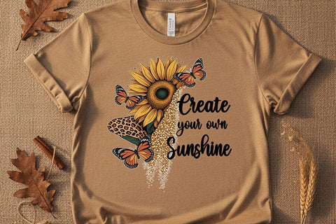 Create Your Own Sunshine Png, Sunflower Quote Png, Butterfly Floral Png, Boho Sunshine Png, Positive Quote Design, Sublimation Png Download SVG TiffsCraftyCreations 