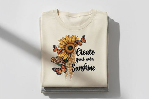 Create Your Own Sunshine Png, Sunflower Quote Png, Butterfly Floral Png, Boho Sunshine Png, Positive Quote Design, Sublimation Png Download SVG TiffsCraftyCreations 