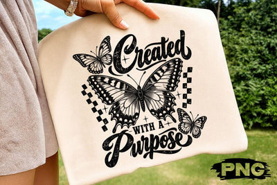 Created With A Purpose Butterfly PNG SVG DesignDestine 