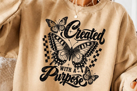 Created With A Purpose Butterfly PNG SVG DesignDestine 