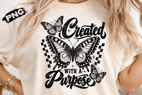 Created With A Purpose Butterfly PNG SVG DesignDestine 