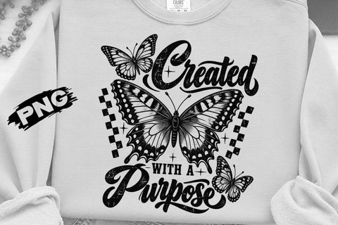 Created With A Purpose Butterfly PNG SVG DesignDestine 