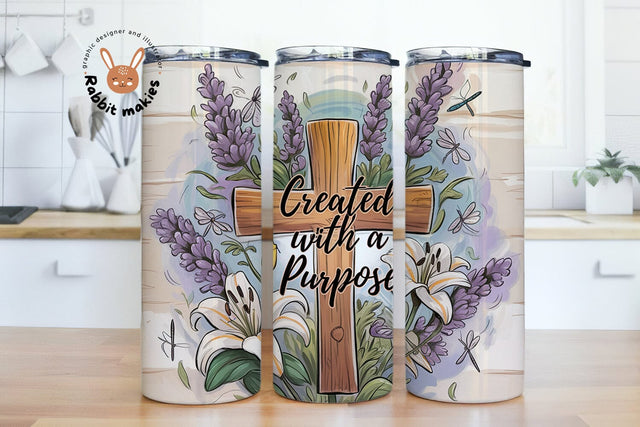 Created with a Purpose Christian 20oz Sublimation Tumbler Wrap, Digital Download Sublimation Rabbitmakies 
