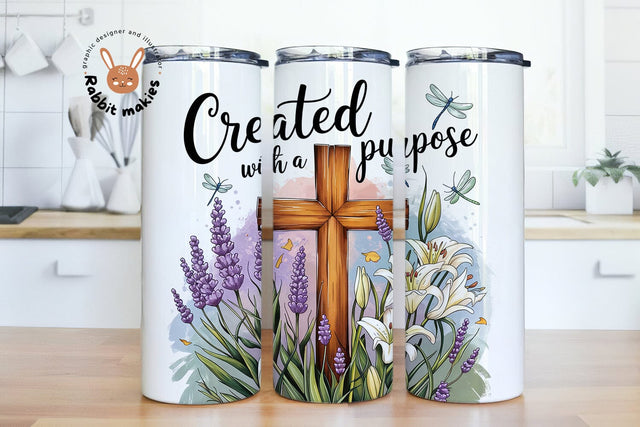 Created with a Purpose Christian 20oz Sublimation Tumbler Wrap, Digital Download Sublimation Rabbitmakies 