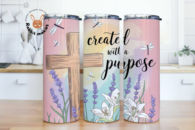 Created with a Purpose Christian 20oz Sublimation Tumbler Wrap, Digital Download Sublimation Rabbitmakies 