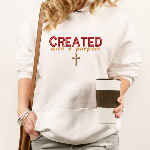 Created With A Purpose Embroidery Design, Christian Cross PES File, Bible Verse Embroidery, Faith Machine Embroidery File, Religious Saying Embroidery/Applique DESIGNS HappyDesignStudio 