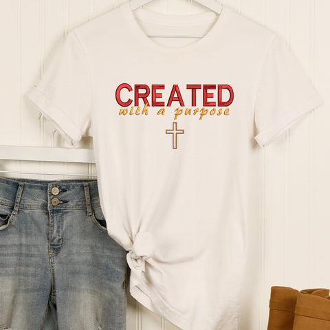 Created With A Purpose Embroidery Design, Christian Cross PES File, Bible Verse Embroidery, Faith Machine Embroidery File, Religious Saying Embroidery/Applique DESIGNS HappyDesignStudio 