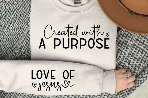 Created with a purpose Sleeve SVG Design, Christian Sleeve SVG, Faith SVG Design, Jesus Sleeve SVG SVG Regulrcrative 