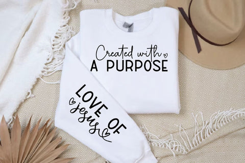 Created with a purpose Sleeve SVG Design, Christian Sleeve SVG, Faith SVG Design, Jesus Sleeve SVG SVG Regulrcrative 