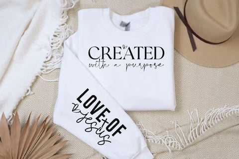 Created with a purpose Sleeve SVG Design, Christian Sleeve SVG, Faith SVG Design, Jesus Sleeve SVG SVG Regulrcrative 