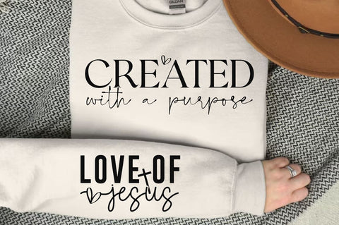 Created with a purpose Sleeve SVG Design, Christian Sleeve SVG, Faith SVG Design, Jesus Sleeve SVG SVG Regulrcrative 