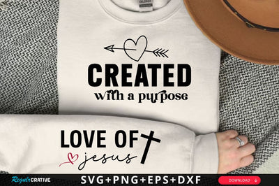 Created with a purpose Sleeve SVG Design, Inspirational sleeve SVG, Motivational Sleeve SVG Design, Positive Sleeve SVG SVG Regulrcrative 