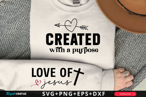 Created with a purpose Sleeve SVG Design, Inspirational sleeve SVG, Motivational Sleeve SVG Design, Positive Sleeve SVG SVG Regulrcrative 