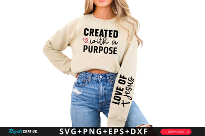 Created with a purpose Sleeve SVG Design, Inspirational sleeve SVG, Motivational Sleeve SVG Design, Positive Sleeve SVG SVG Regulrcrative 