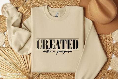 Created with a purpose Svg, Positive Svg, Christian Svg, Affirmation Svg SVG Artinrhythm shop 