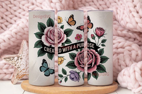 Created With A Purpose Tumbler Wrap Sublimation DesignSVG 