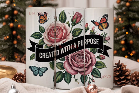 Created With A Purpose Tumbler Wrap Sublimation DesignSVG 