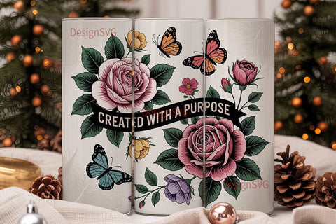 Created With A Purpose Tumbler Wrap Sublimation DesignSVG 