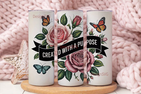 Created With A Purpose Tumbler Wrap Sublimation DesignSVG 