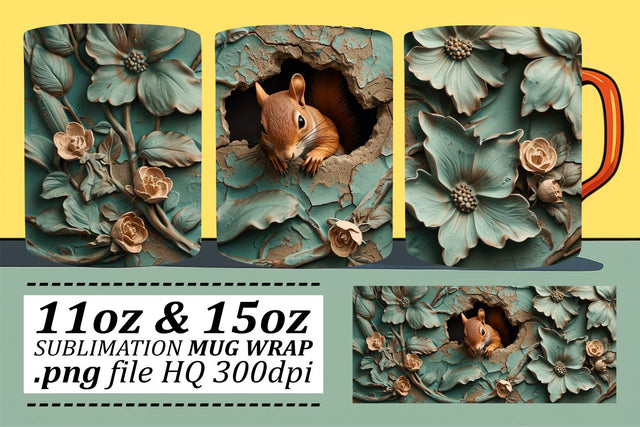 Creative 3D Animal Mug Wraps for Sublimation 11oz 15oz Sublimation afrosvg 