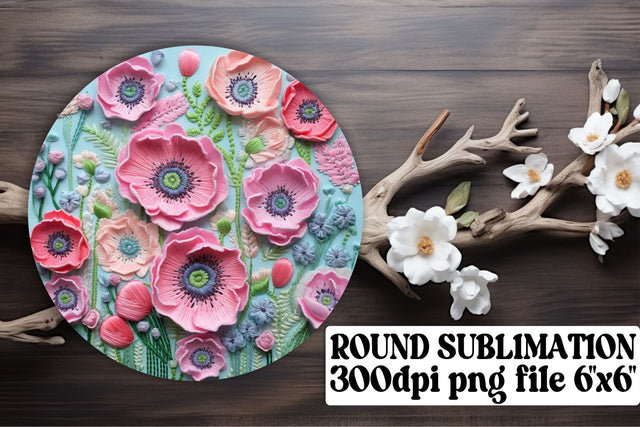 Creative 3D Embroidery Sublimation Designs - Round Ornaments, Circle, Keychain, Car Coaster Sublimation afrosvg 