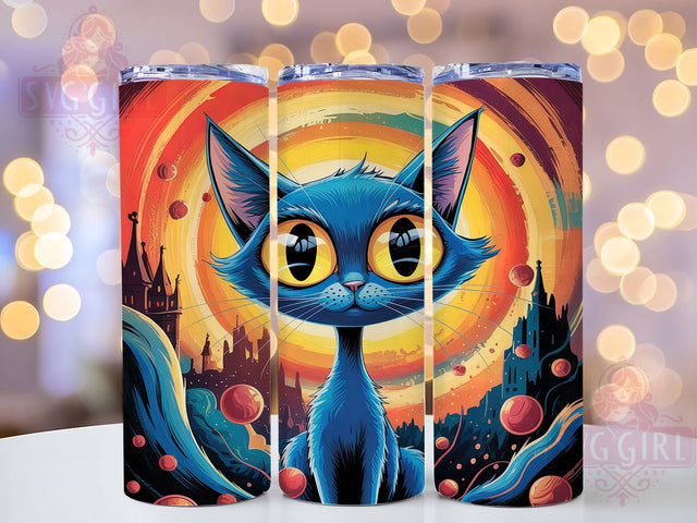 Creative Abstract Artistic Cat Tumbler Wrap, Artistic Cat PNG, 20oz Cat Tumbler, Colorful Cat Design, Modern Cat Art, Feline Sublimation Design, Creative Cat Tumbler Sublimation SvggirlplusArt 