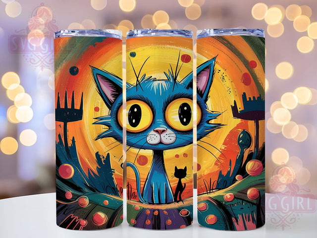 Creative Abstract Artistic Cat Tumbler Wrap, Artistic Cat PNG, 20oz Cat Tumbler, Colorful Cat Design, Modern Cat Art, Feline Sublimation Design, Creative Cat Tumbler Sublimation SvggirlplusArt 