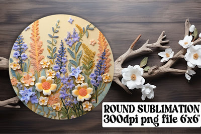 Creative Embroidered Floral Circle Designs - Sublimation, Keychain, Car Coaster Sublimation afrosvg 
